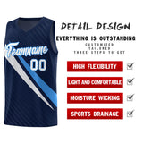 Custom Navy Diagonal Pinstripe Pattern Color Block Sports Uniform Basketball Jersey