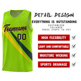 Custom Neon Green Diagonal Pinstripe Pattern Color Block Sports Uniform Basketball Jersey