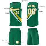 Custom Kelly Green Diagonal Pinstripe Pattern Color Block Sports Uniform Basketball Jersey