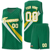 Custom Kelly Green Diagonal Pinstripe Pattern Color Block Sports Uniform Basketball Jersey