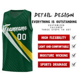 Custom Hunter Green Diagonal Pinstripe Pattern Color Block Sports Uniform Basketball Jersey