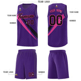 Custom Purple Diagonal Pinstripe Pattern Color Block Sports Uniform Basketball Jersey