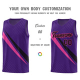 Custom Purple Diagonal Pinstripe Pattern Color Block Sports Uniform Basketball Jersey