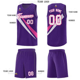Custom Purple Diagonal Pinstripe Pattern Color Block Sports Uniform Basketball Jersey