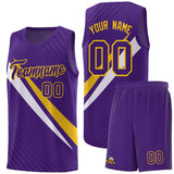 Custom Purple Diagonal Pinstripe Pattern Color Block Sports Uniform Basketball Jersey