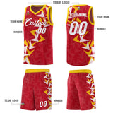 Custom Red Boomerang Pattern Sets Basketball Jersey