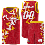 Custom Red Boomerang Pattern Sets Basketball Jersey