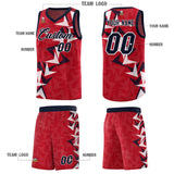 Custom Red Boomerang Pattern Sets Basketball Jersey