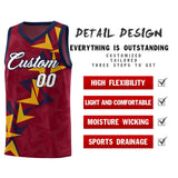 Custom Crimson Boomerang Pattern Sets Basketball Jersey