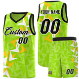 Custom Neon Green Boomerang Pattern Sets Basketball Jersey