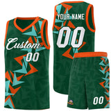 Custom Hunter Green Boomerang Pattern Sets Basketball Jersey