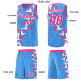 Custom Light Blue Boomerang Pattern Sets Basketball Jersey