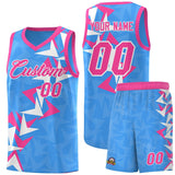 Custom Light Blue Boomerang Pattern Sets Basketball Jersey