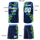 Custom Navy Boomerang Pattern Sets Basketball Jersey