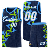 Custom Navy Boomerang Pattern Sets Basketball Jersey
