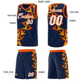 Custom Navy Boomerang Pattern Sets Basketball Jersey