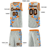 Custom Gray Boomerang Pattern Sets Basketball Jersey