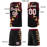 Custom Black Boomerang Pattern Sets Basketball Jersey