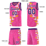 Custom Pink Boomerang Pattern Sets Basketball Jersey