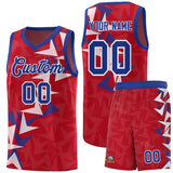 Custom Red Boomerang Pattern Sets Basketball Jersey