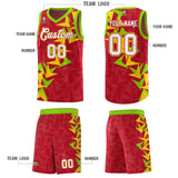 Custom Red Boomerang Pattern Sets Basketball Jersey