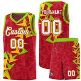Custom Red Boomerang Pattern Sets Basketball Jersey