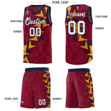 Custom Crimson Boomerang Pattern Sets Basketball Jersey