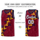 Custom Crimson Boomerang Pattern Sets Basketball Jersey