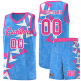Custom Light Blue Boomerang Pattern Sets Basketball Jersey