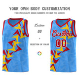 Custom Light Blue Boomerang Pattern Sets Basketball Jersey