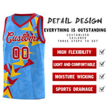 Custom Light Blue Boomerang Pattern Sets Basketball Jersey