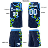 Custom Navy Boomerang Pattern Sets Basketball Jersey