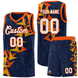 Custom Navy Boomerang Pattern Sets Basketball Jersey