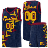 Custom Navy Boomerang Pattern Sets Basketball Jersey