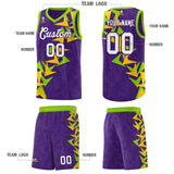 Custom Purple Boomerang Pattern Sets Basketball Jersey