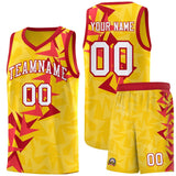 Custom Gold Boomerang Pattern Sets Basketball Jersey