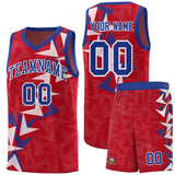 Custom Red Boomerang Pattern Sets Basketball Jersey