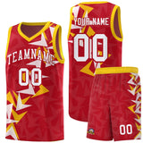 Custom Red Boomerang Pattern Sets Basketball Jersey