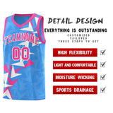 Custom Light Blue Boomerang Pattern Sets Basketball Jersey