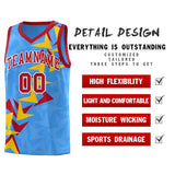 Custom Light Blue Boomerang Pattern Sets Basketball Jersey