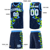 Custom Navy Boomerang Pattern Sets Basketball Jersey