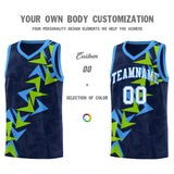 Custom Navy Boomerang Pattern Sets Basketball Jersey