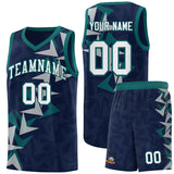 Custom Navy Boomerang Pattern Sets Basketball Jersey
