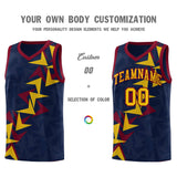 Custom Navy Boomerang Pattern Sets Basketball Jersey