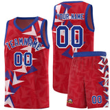 Custom Red Boomerang Pattern Sets Basketball Jersey