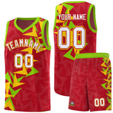 Custom Red Boomerang Pattern Sets Basketball Jersey
