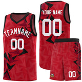 Custom Red Boomerang Pattern Sets Basketball Jersey