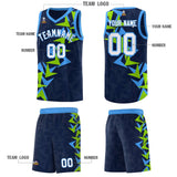 Custom Navy Boomerang Pattern Sets Basketball Jersey