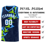 Custom Navy Boomerang Pattern Sets Basketball Jersey