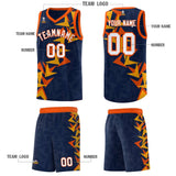 Custom Navy Boomerang Pattern Sets Basketball Jersey